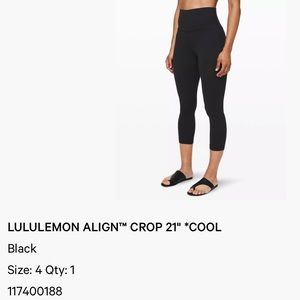 LULULEMON ALIGN™ CROP 21! *COOL - SIZE 4